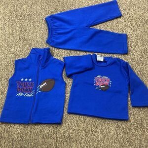 Set 3 Pices Blue Touchdown All-Star Kids Outfit Size 24 Mos